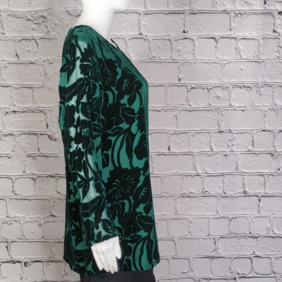 Silk Lore by Beth Terrell Green Velour/Silk Tunic, Women's Small - Picture 4 of 12